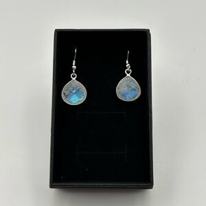 SOLD. Elegant Silver and Blue Teardrop Earrings